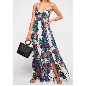 Free People Women M Intimately Through The Vine Floral Maxi Dress Floral Print